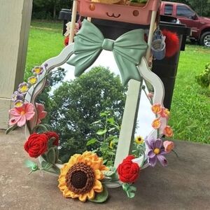 Floral Decorated Mirror with Bow